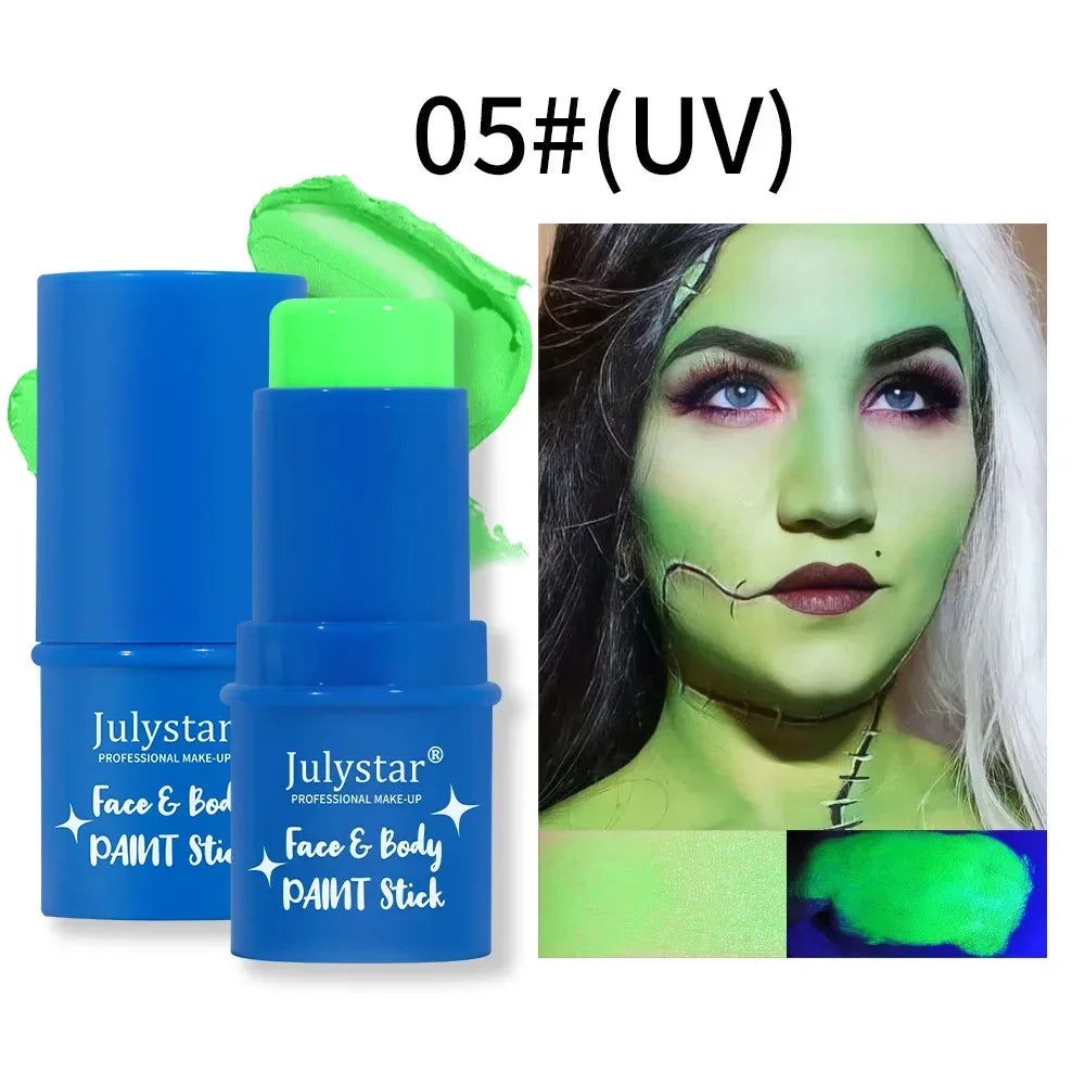 Halloween Face Body Painting Stick Cream Waterproof UV Light Neon Green Purple Pink Black White Paint Party Art Makeup