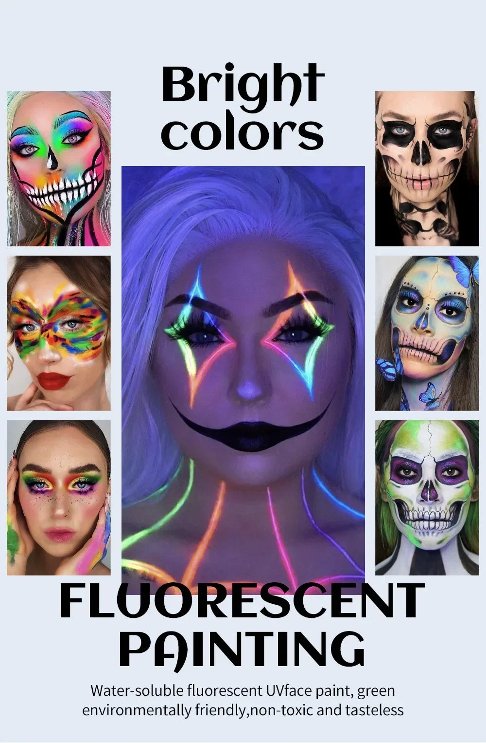 Halloween Face Body Painting Stick Cream Waterproof UV Light Neon Green Purple Pink Black White Paint Party Art Makeup